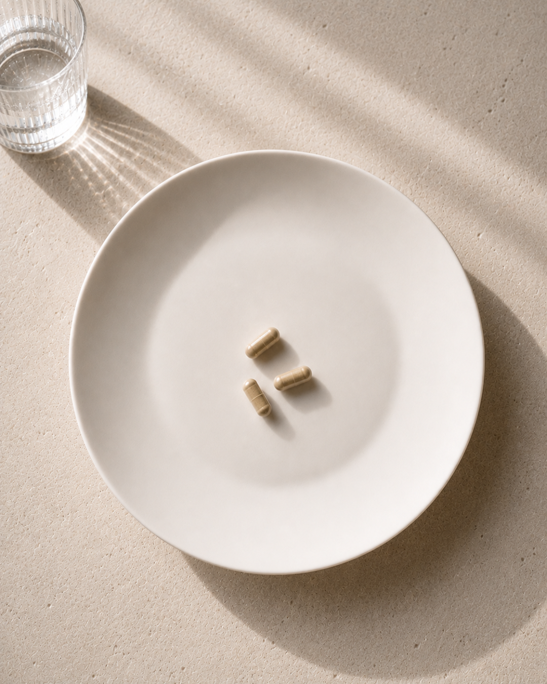 assiette vide avec des gélules